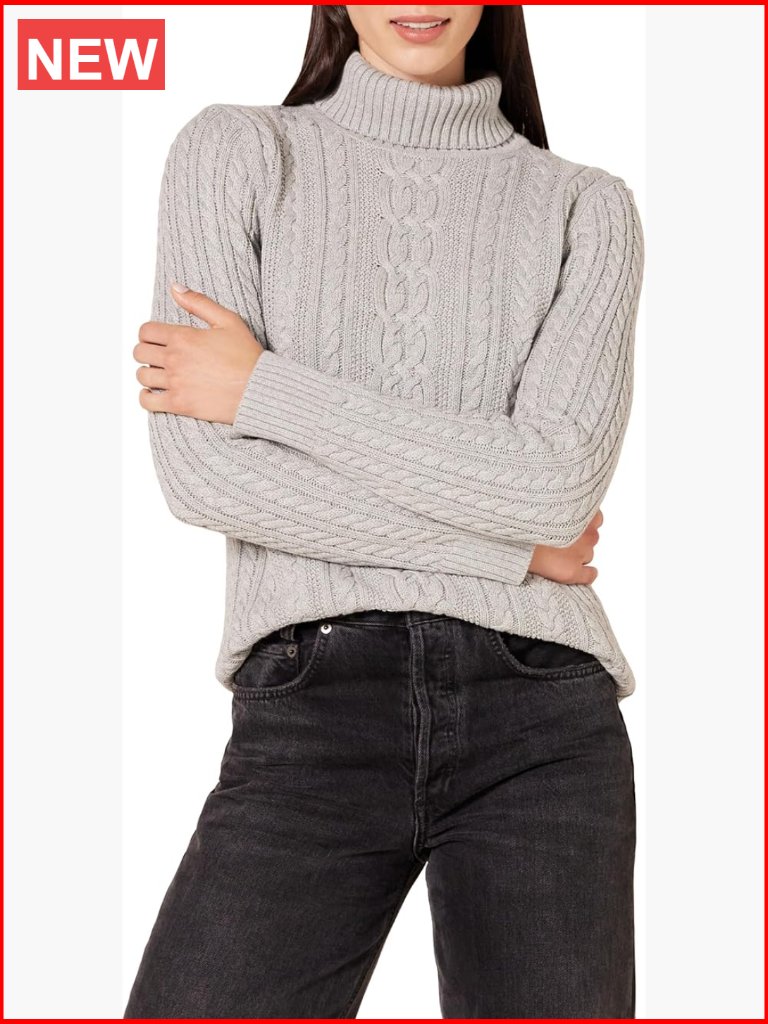 Long Sleeve Fisherman Cable Knit Turtleneck Sweater Pullover